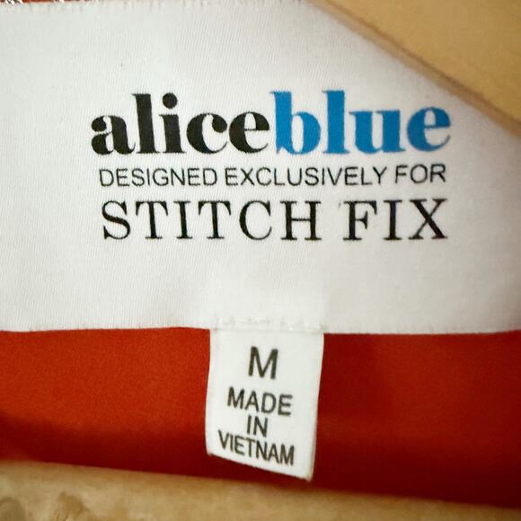 ALICE BLUE x STITCHFIX | Orange Pleated Gold Polka Dots Chiffon Blouse | Medium - Picture 3 of 7